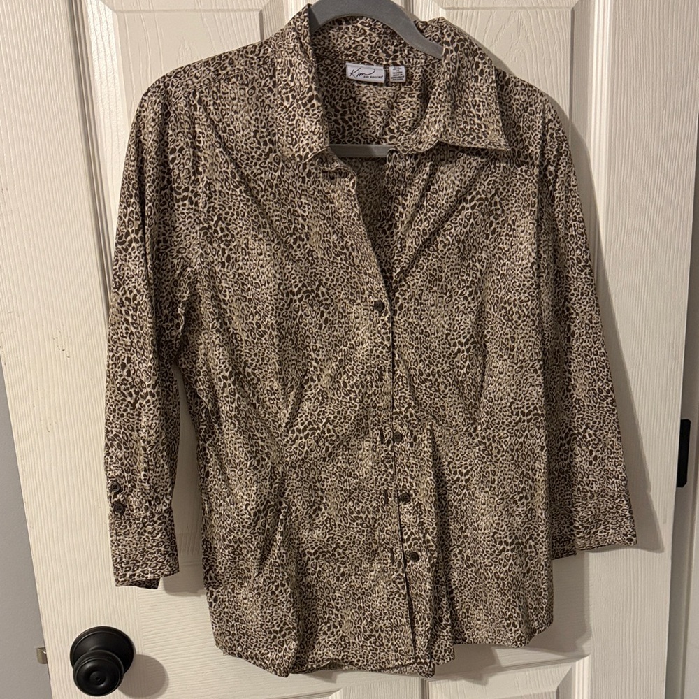 Kim Rogers Tan and Brown Animal Print Top